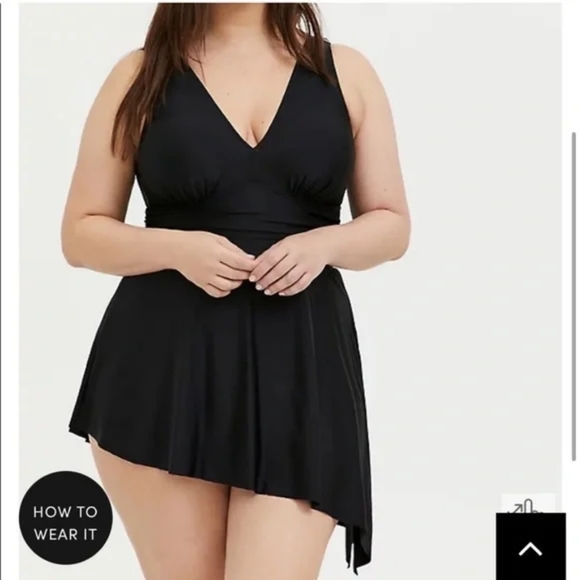 torrid Other - Torrid Black Wireless Asymmetrical One Piece Swimsuit/Dress Size 3